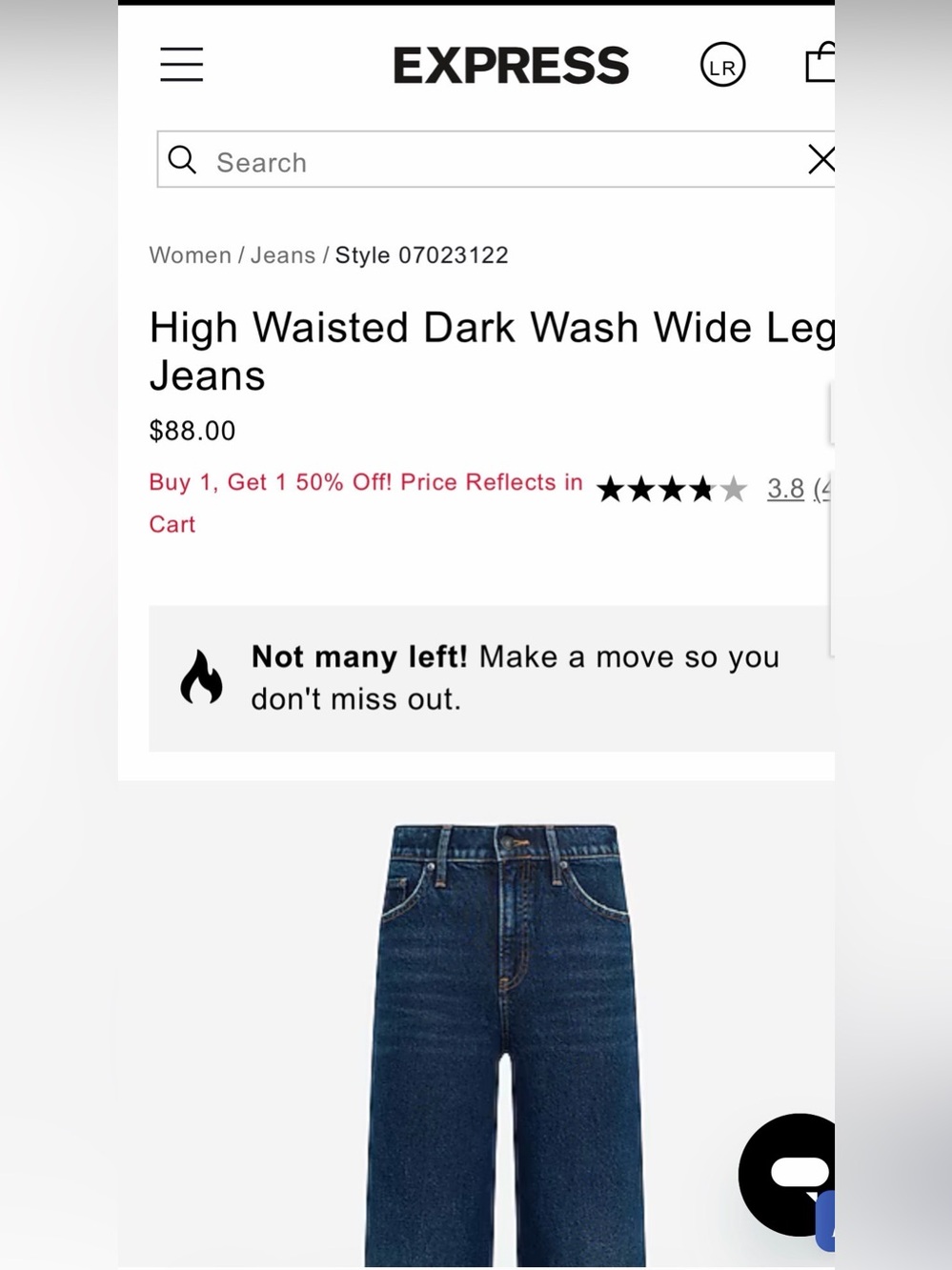Express High Waisted Dark Wash Wide Leg Jeans - Dark Blue